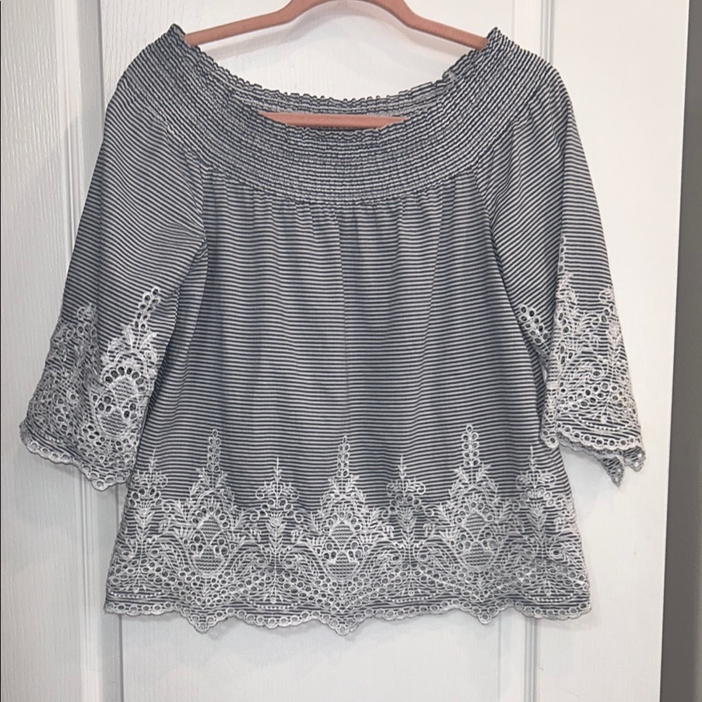 Tribal jeans off the shoulder shirt